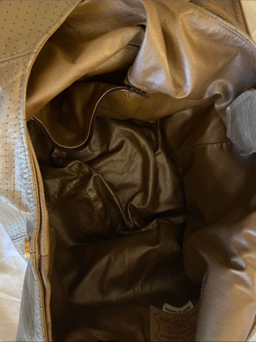 Metallic Taupe Leather Hobo Bag with Knot Detail - Picture 4 of 5